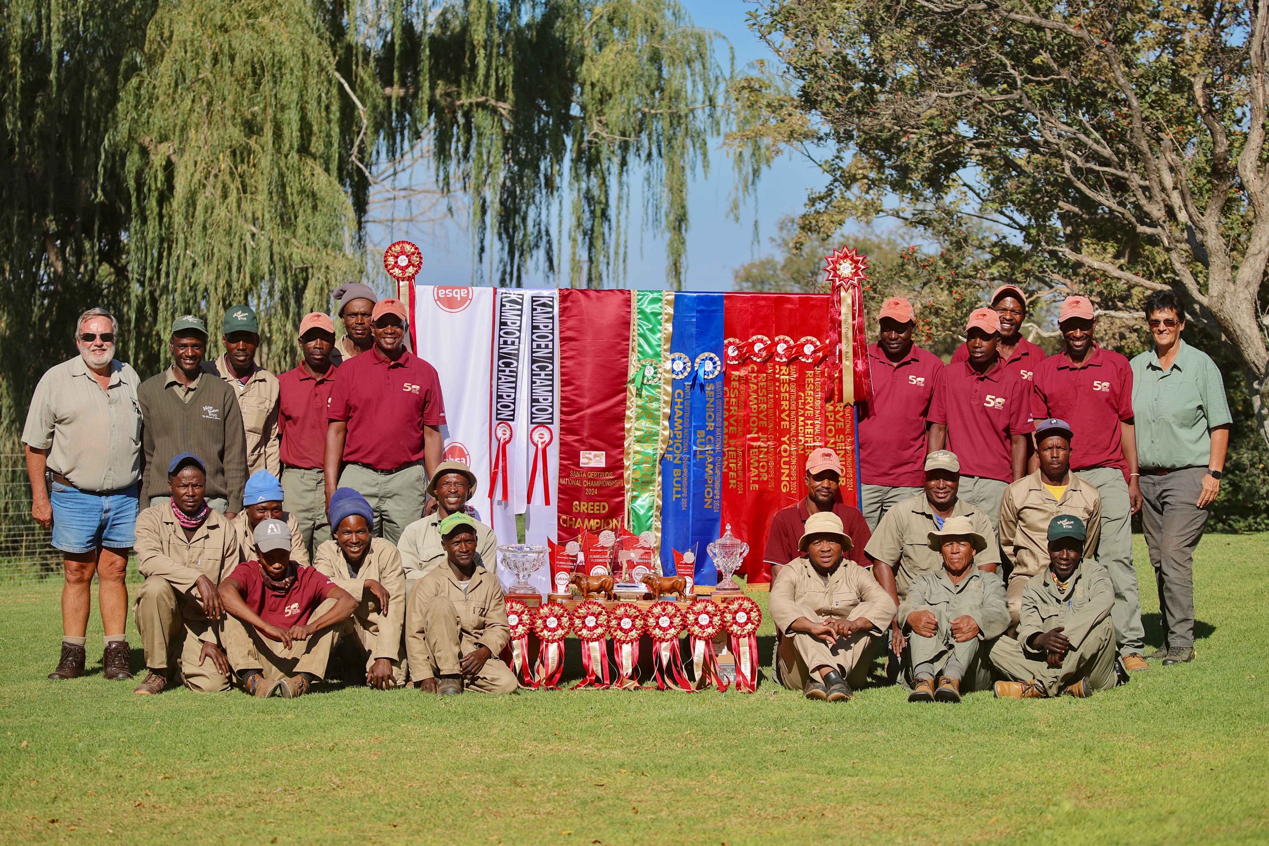 Valley Venture team with Santa Gertrudis ribbons and trophies at the 2024 National Championships